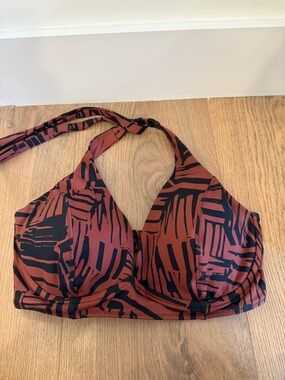 Athleta Rust and Black Abstract Halter Swim Top